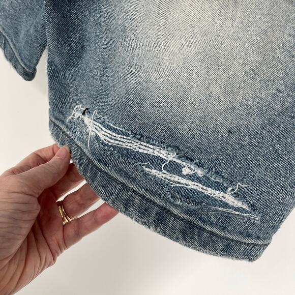 Homme + Femme NEW Mens Hand Painted Logo Distressed Jean Shorts Sz 30 Blue - Picture 7 of 10